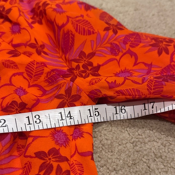 Vici Orange and Pink Floral Tie-Front Peplum Blouse - Picture 6 of 7